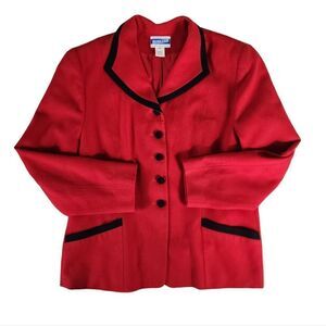 Pendleton Vintage Wool Red 1990s Blazer Jacket